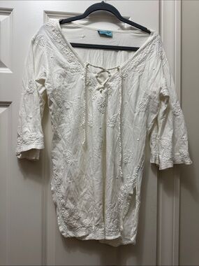 Letarte Hand-Made Embroidered Top/Beach cover up